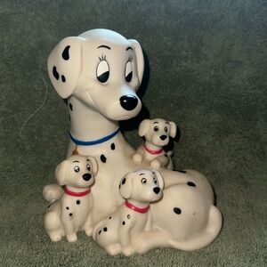 Vintage Disney 101 Dalmatians Perdita and Puppies Plastic Piggy Bank